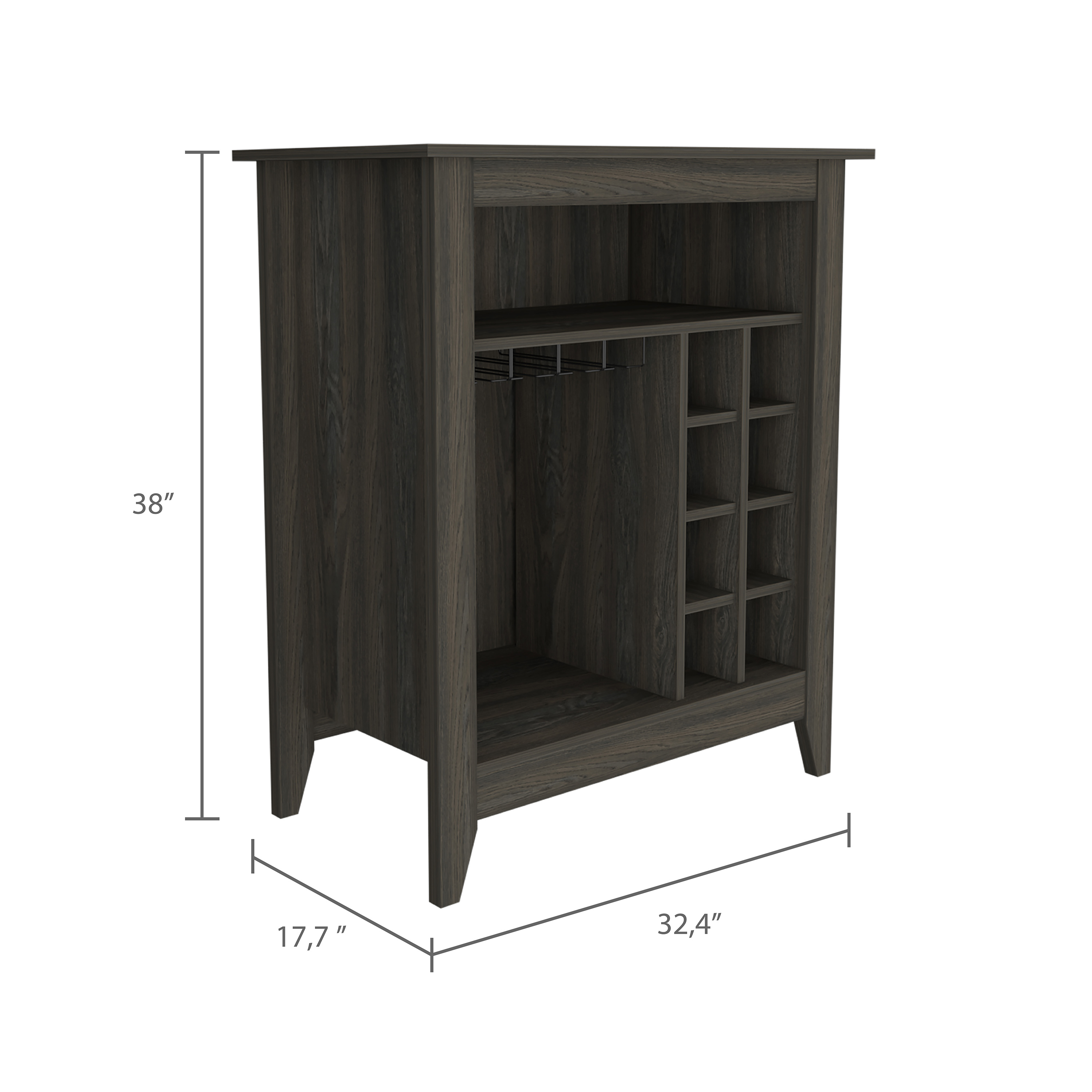 Essential Bar Cabinet, One Open Shelf, Six Built-in Wine Rack, One Drawer -Espresso